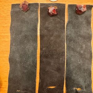 Briwn Suede Cuff with Garnet Bead